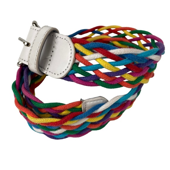 Vintage Rainbow Braided Pride USA Made Belt With Buckle Medium Large M/L LGBTQ+ - Picture 6 of 12